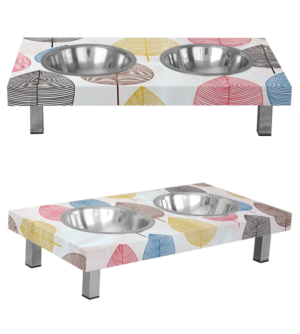 Dog bowls Lilou leaves stainless steel feet