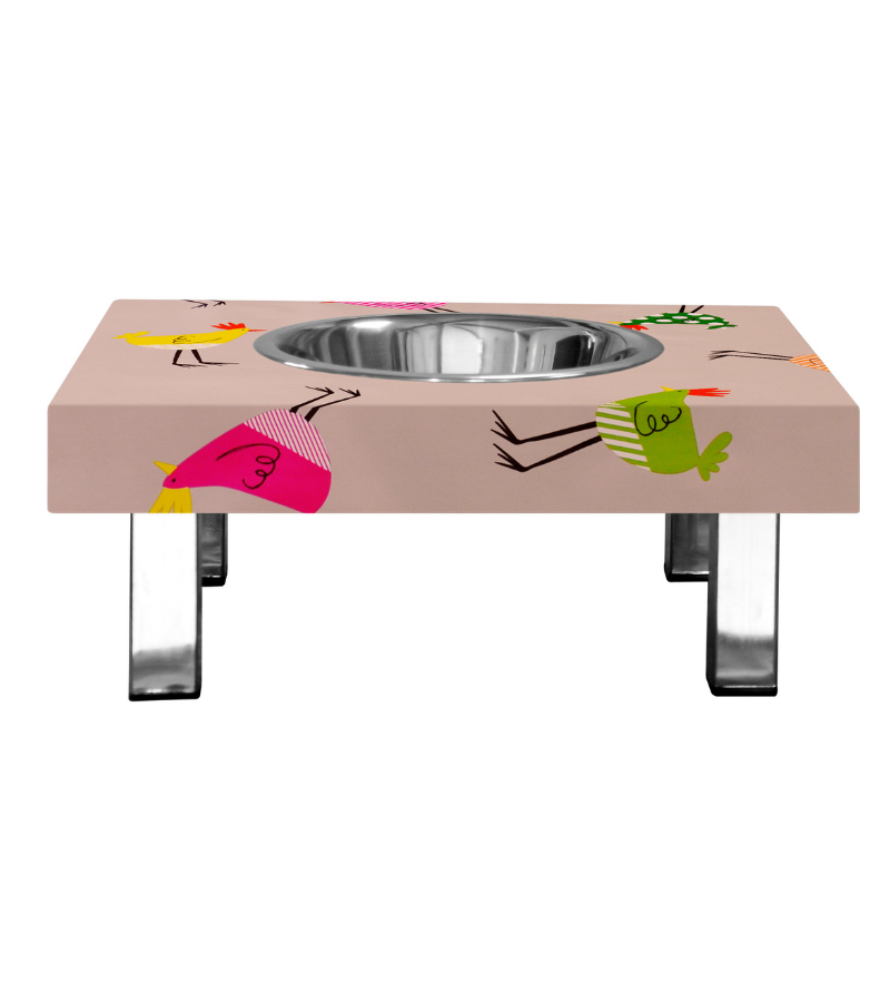 Small dog design bowl - RASPBERRY - Cocottes - Square stainless steel legs - Pets And Bowls