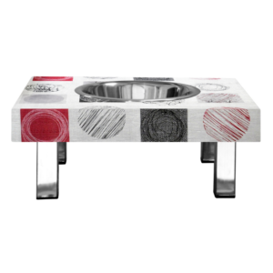 Small dog bowl RASPBERRY- Red and black -Square stainless steel feet- Pets And Bowls