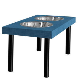 Porte double gamelle sur pieds , bleu chien moyens-Pieds noirs Pets and bowls